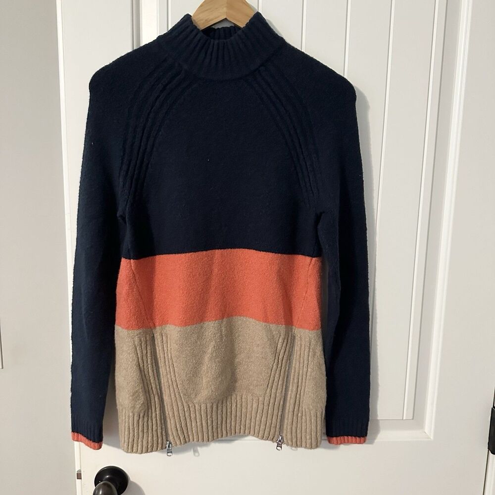 ABERCROMBIE & FITCH Wool Blend Sweater Womens Size Small Colorblock Mock Neck